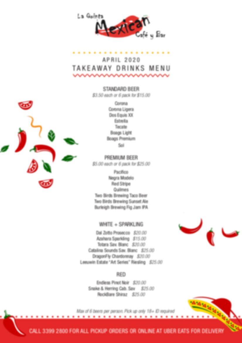 La Quinta drinks menu